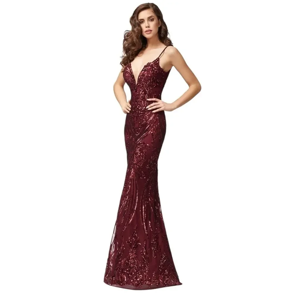 Colette Mon Cheri‎ Mermaid Sequin Gown Size 10 Sexy Prom Pageant Jessica Rabbit
